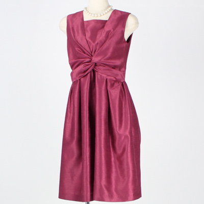 メトリーゼ 美品 ドレープワンピース フォーマルドレス バーガンディ 9号結婚式 ニッセン（nissen） ドレス パーティー レディース 前開き レース